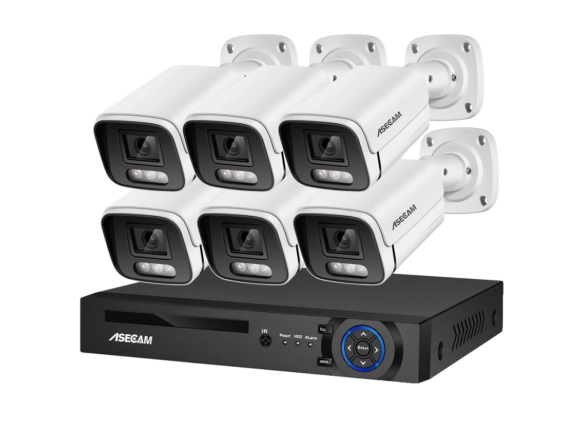Sistema de cámaras de seguridad, resolución 4K, visión nocturna a color con IA, NVR de 8 canales y 6 cámaras, 2T OEM
