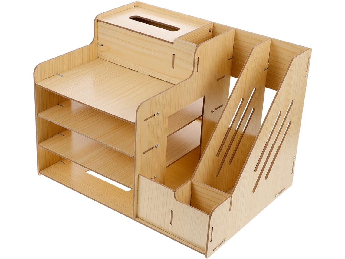 Estantería de madera para guardar material de oficina, soporte de escritorio sencillo. SFUSHOS