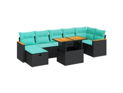 Maison Exclusive - Set Sofás Jardín Y Cojines 8 Pzas Ratán Sintético Acacia Gris