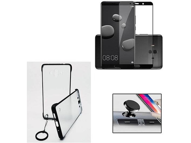 Kit Carcasa, Protector de Cristal Templado 5D y Soporte Magnético Auto Huawei Mate 10 PHONOCARE Naked Transparente