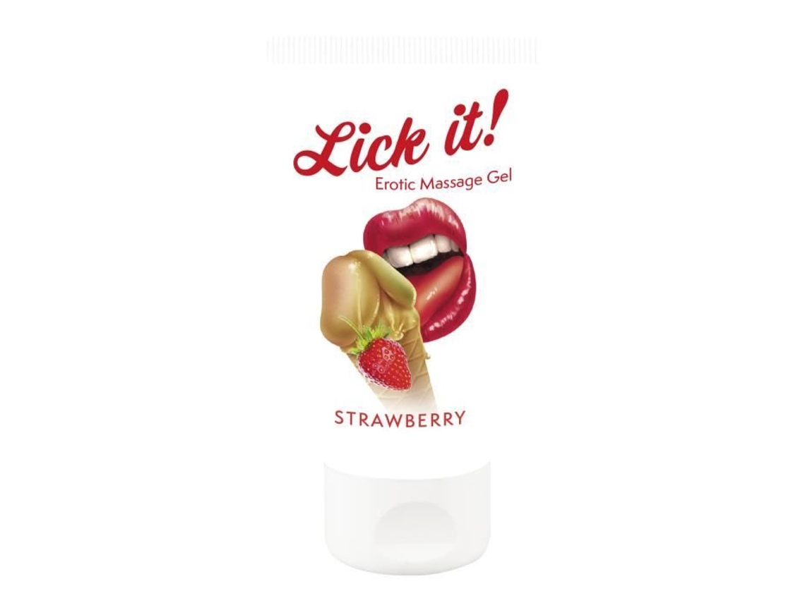 Gel Lubricante Erótico Para Masajes Lick It Strawberry, 50 Ml