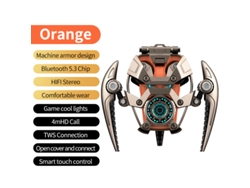 Auriculares Bluetooth Con Armadura Metálica (naranja), Cancelación Activa De Ruido, Graves Hifi Y Sonido Envolvente.