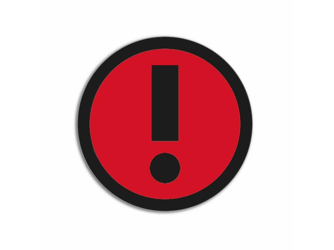 Imanes Impresos - Signo de Exclamación Rojo - Ø 50 mm - Juego de 5 Piezas