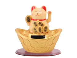 Adorno De Gato De La Suerte, Con Energía Solar, Mano Que Saluda, Estatua De Bienvenida A La Riqueza, Decoración Para El Hogar, Coche, Amarillo.