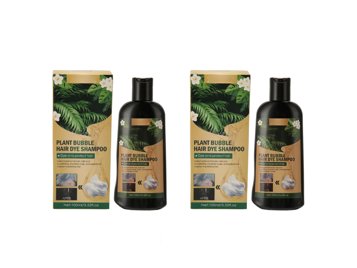 2pcs Champú De Coloración Capilar 100ml Extracto Vegetal Suave Hidratante Dye Rápido De Larga Duración