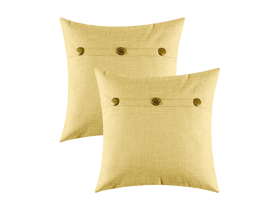 Juego De 2 Fundas De Almohada Con Detalles De Lino Rústico, 45,7 X 45,7 Cm