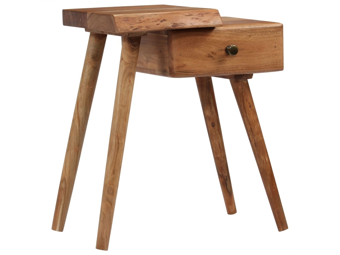 Mesita de Noche en Madera de Acacia Maciza 45X32X55 Cm