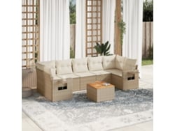 Conjunto de 8 sofás de jardín con cojines de mimbre beige Dkd Home Decor