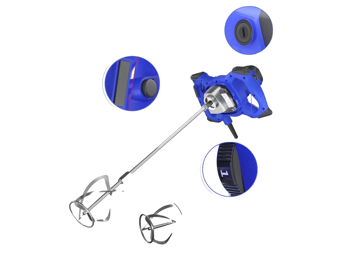 Mezclador de mortero, motor de 2600 W, 6 velocidades variables, mango doble ergonómico, función de arranque suave