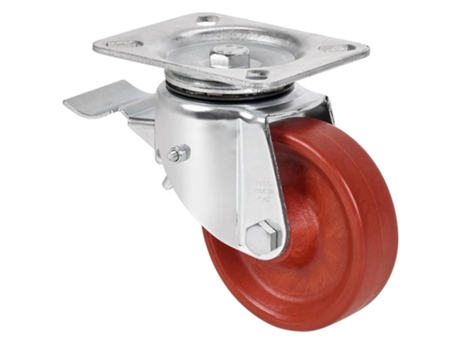 Rueda giratora placa freno 10tvfd125-td resina marron eje liso ALEX