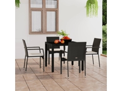 Sillas de jardín con cojines, 4 unidades, mimbre sintético negro, Dkd Home Decor