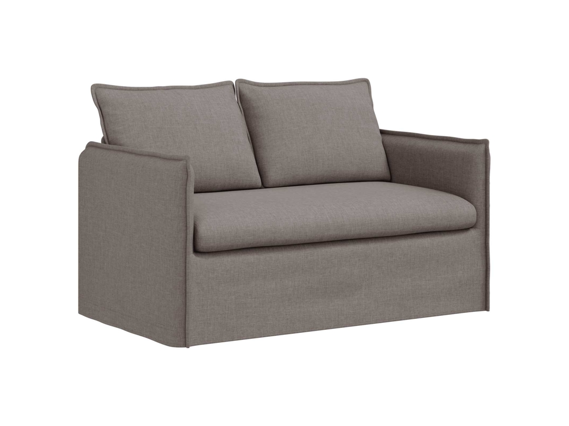 Sofá de 2 plazas HARLANV1 con chaise longue en forma de L en piel sintética color crema, 125 cm