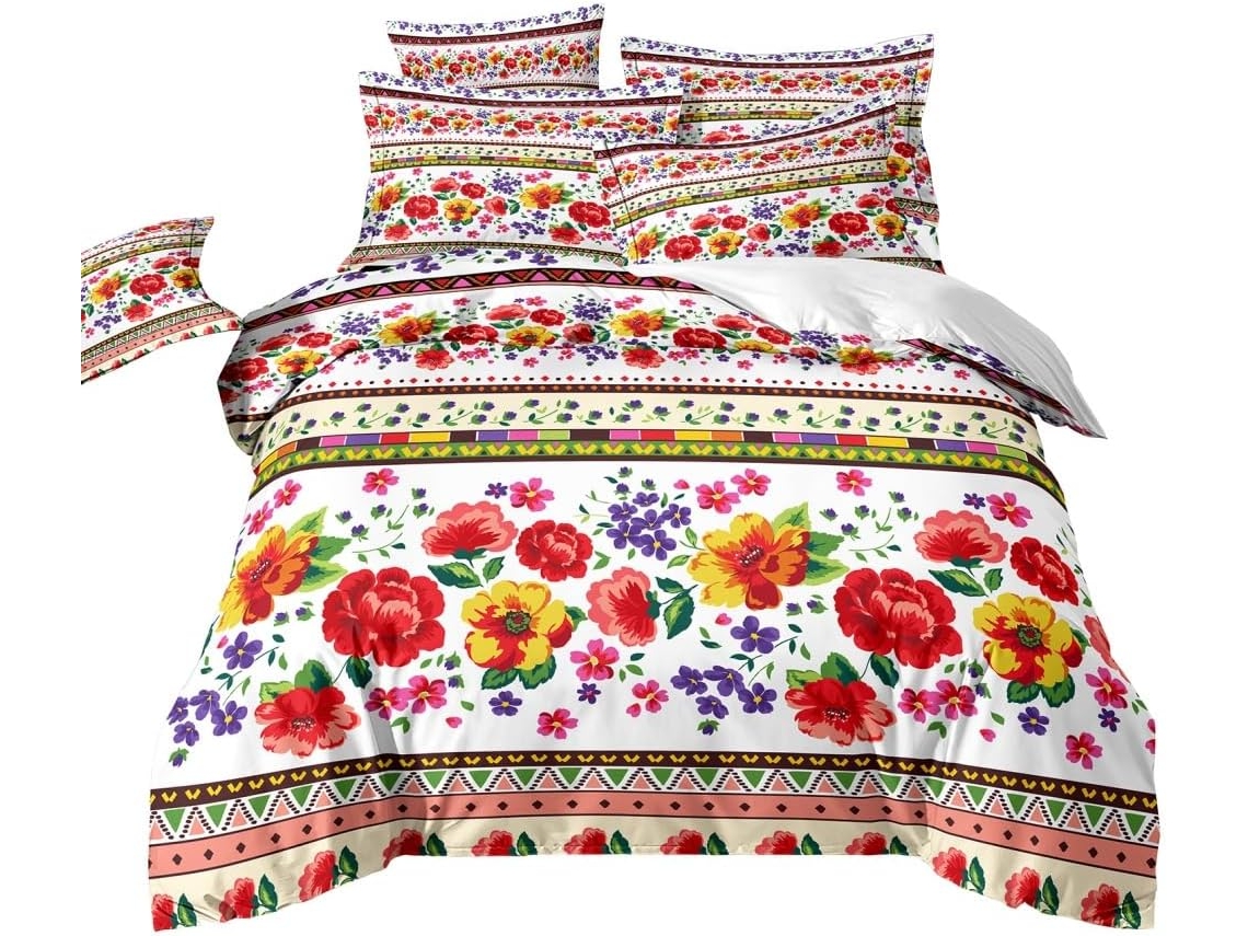 Juego Ropa Cama Estampado Funda Nórdica Almohada Diseño Juego Color 200x200 Cm
