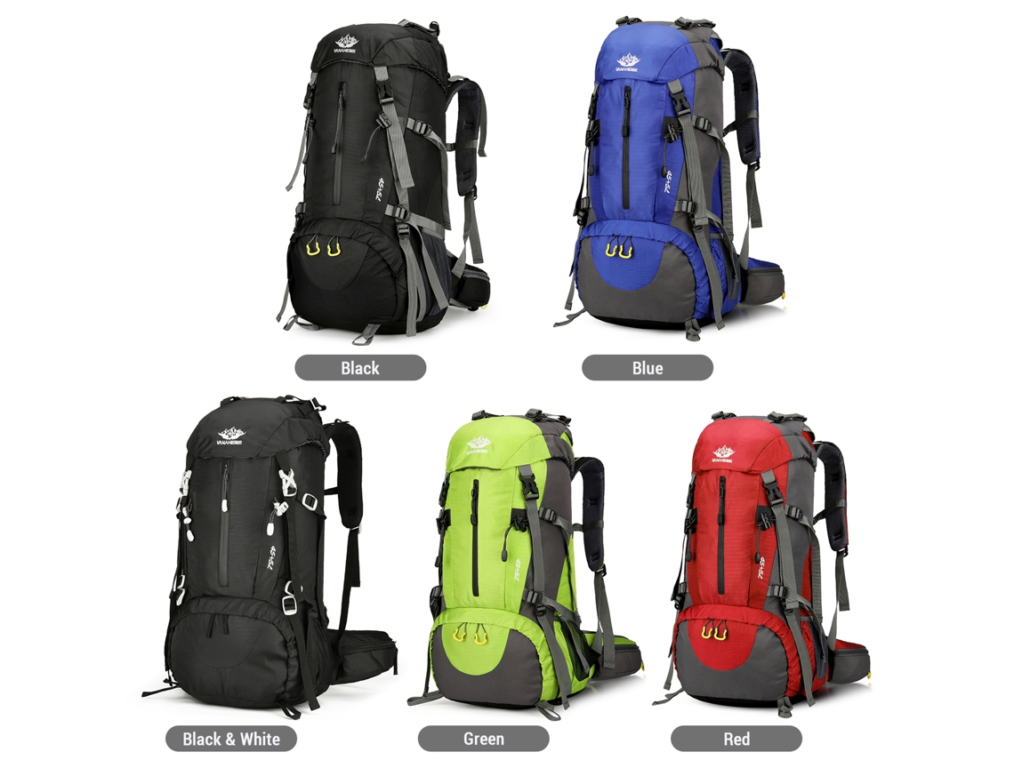 Mochila De Trekking Impermeable De 50 Litros Con Funda Para La Lluvia Y Compartimento Para Calzado Para Acampada Y Actividades Al Aire Libre.
