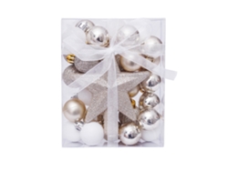 30 bolas de Navidad: decoración de bolas de árbol de Navidad inastillables para decoración de fiesta de Navidad, oro blanco RNEMITERY