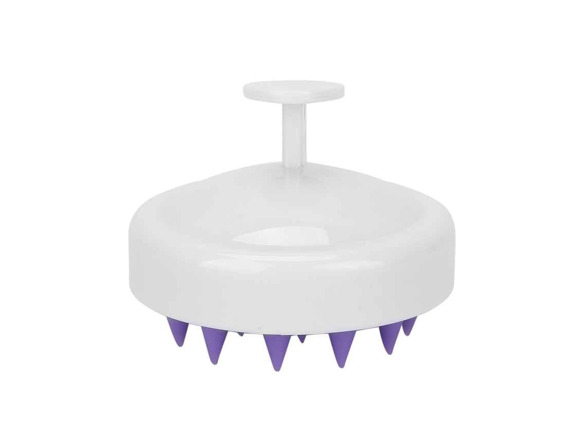 Cepillo De Cabeza Suave Con Cerdas De Silicona Para Masajear Y Exfoliar El Cuero Cabelludo En La Ducha - Blanco Morado