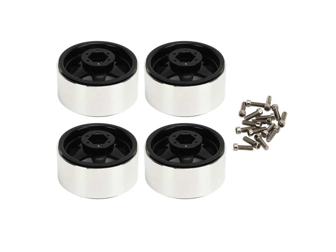 4 Llantas Metálicas Beadlock, Desplazamiento De -8,9 Mm, Llanta De 1,9", Para Axial Scx10 90046, Color Negro.