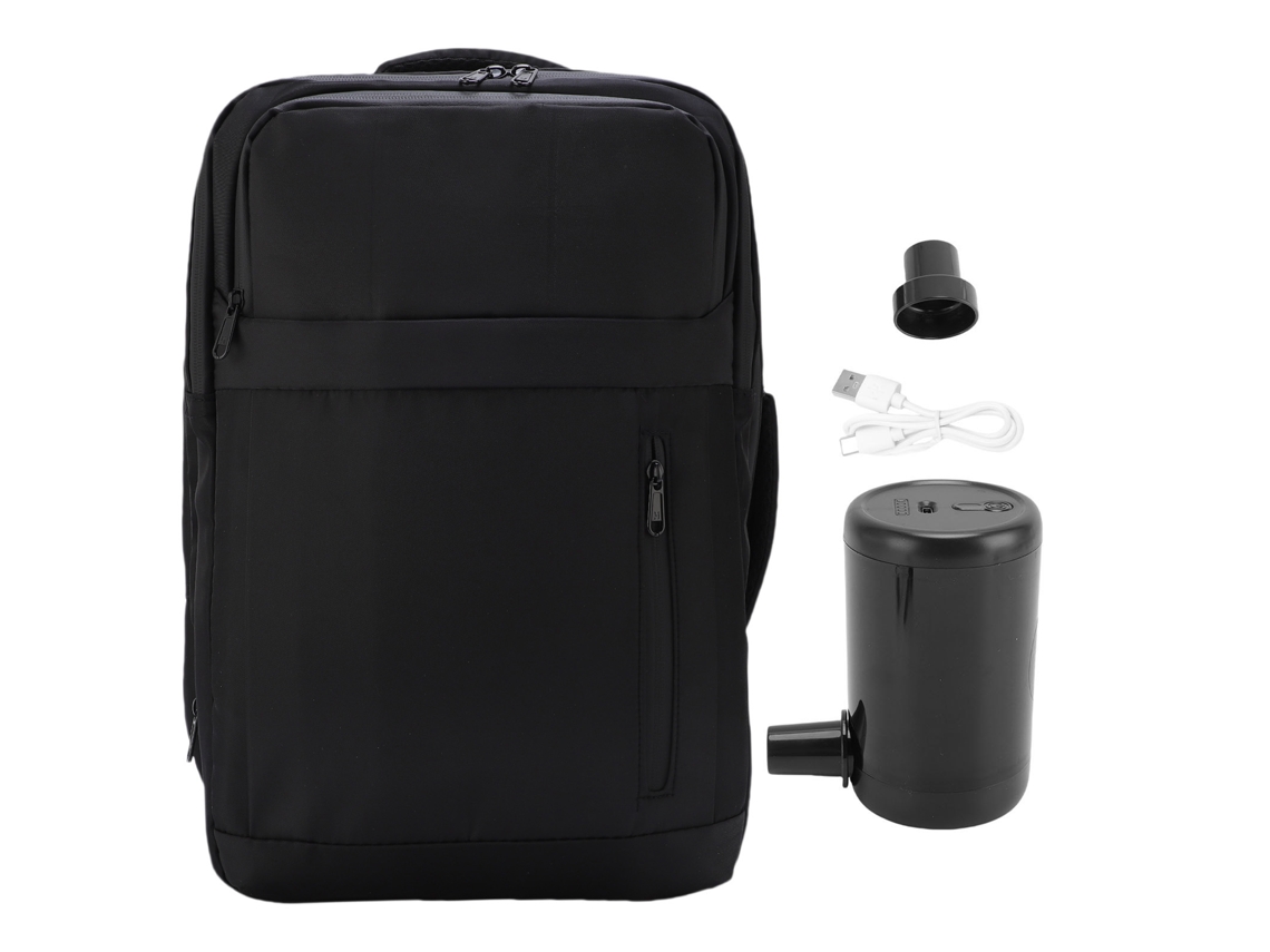Mochila de compresión al vacío con bomba expandible de 36 a 55 litros, impermeable, para portátil de 17,3 pulgadas, teléfono y paraguas.