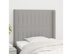 Cabecero con orejas de tela gris claro 93x16x118/128 cm