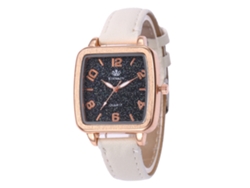 Reloj De Pulsera De Cuarzo Para Mujer Con Esfera Cuadrada Y Correa De Piel Sintética Blanca.