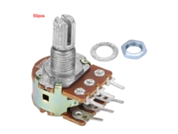Veloriskku-50 Peças De Potenciômetro Rotativo Linear Wh148 B100k Resistor Variável Ajustável 15mm