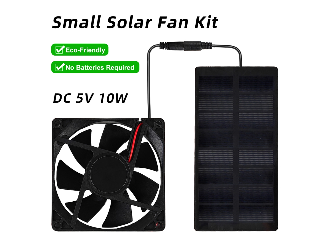Kit De Ventilador Solar Pequeño Para Exteriores Con Panel Solar, 3000 Rpm, Resistente Al Agua Ip65, Para El Hogar, Caravana, Invernadero Y Mascotas.