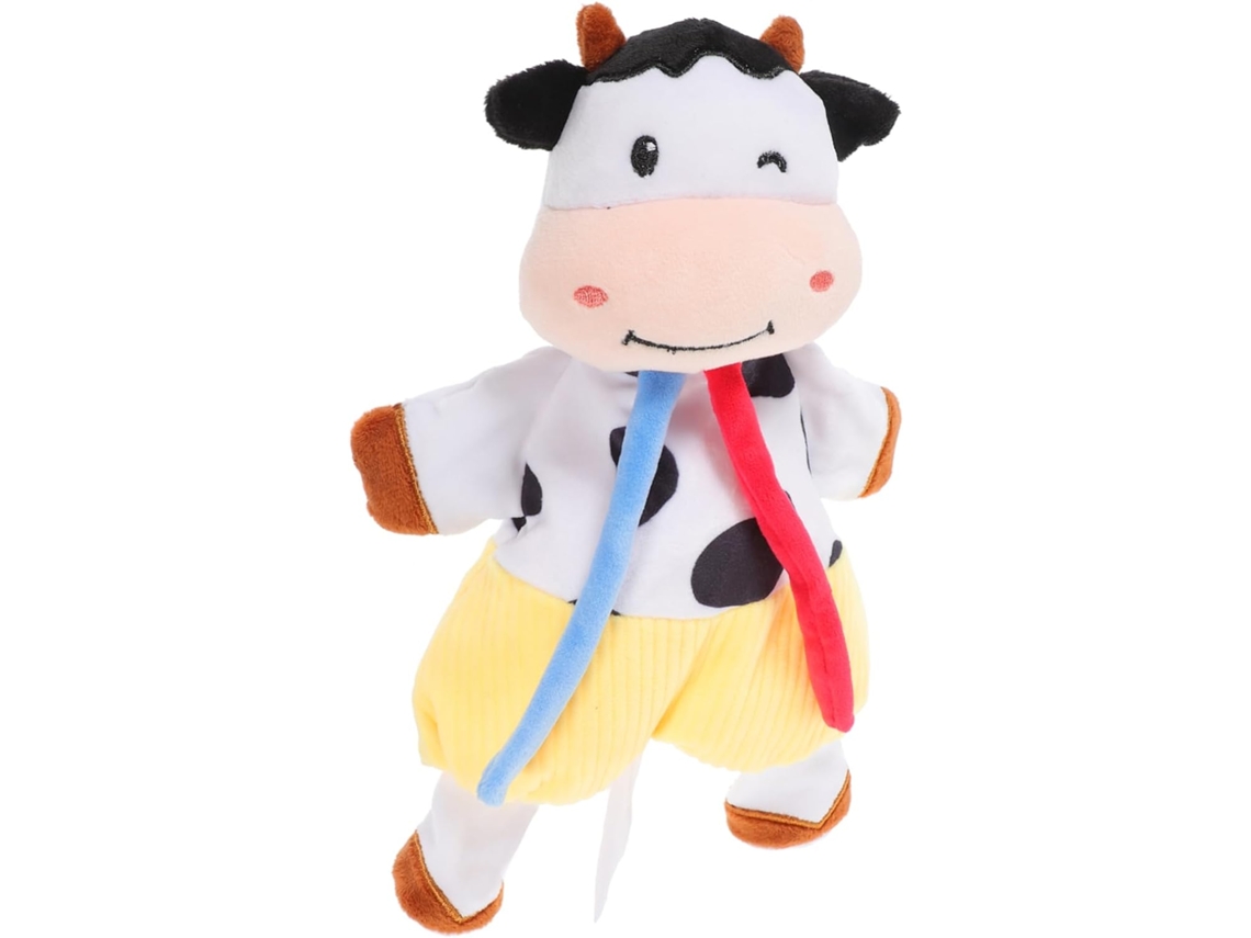 Mordedor de peluche con forma de vaca y sonajero, juguete de dentición para recién nacidos, Gokoco