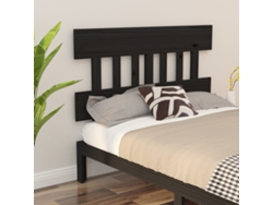 Cabecero De Cama Madera Maciza De Pino Negro 143,5x3x81 Cm