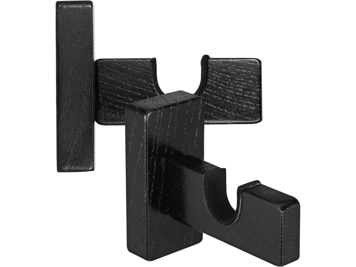 Soporte Horizontal Pared Palos Hockey Fabricado Madera Oscura Ahorra Espacio Resistente Guardar Exhibir Ideal