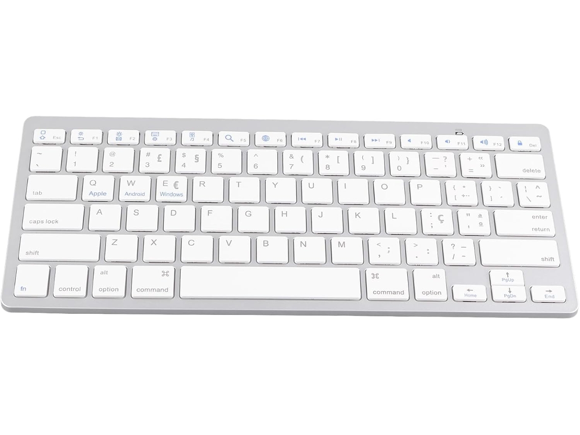 Mini teclado con cable, 78 teclas ultrafinas, teclado blanco para ordenador, Android, OS X, iOS SFUSHOS (portugués)