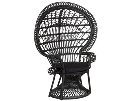 Silla pavo real de ratán negro BELIANI Emmanuelle