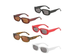 5 Gafas De Sol Rectangulares Retro Con Protección Uv400, Ligeras, Resistentes A Los Impactos Y De Estilo Vintage.