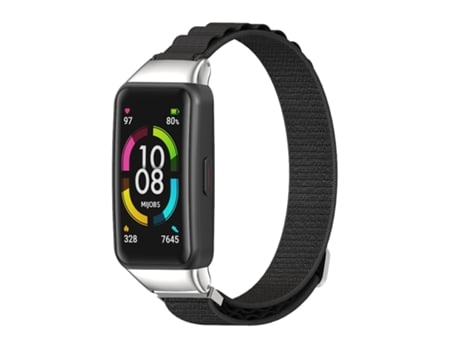 Correa de reloj inteligente para Huawei Band 7/7 NFC MIJOBS Correa de reloj de nailon transpirable (negro plateado)