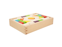 Conjunto BJ com 30 blocos de construção de madeira inteligentes e coloridos, brinquedo educativo para crianças.
