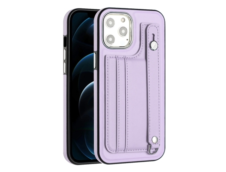 Funda Mobile Phone Cases Shockproof With Wrist para iPhone 12 Pro Max Piel Marrón