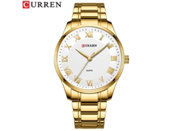 Reloj De Cuarzo Para Hombre (dorado Y Blanco), Reloj De Negocios Sencillo.
