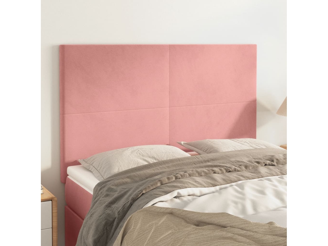 Cabeceros 4 Unidades Terciopelo Rosa 72x5x78/88 Cm