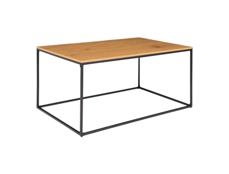 Mesa de café de aspecto de roble con marco negro 60 x 90 x 45 cm HOUSE NORDIC