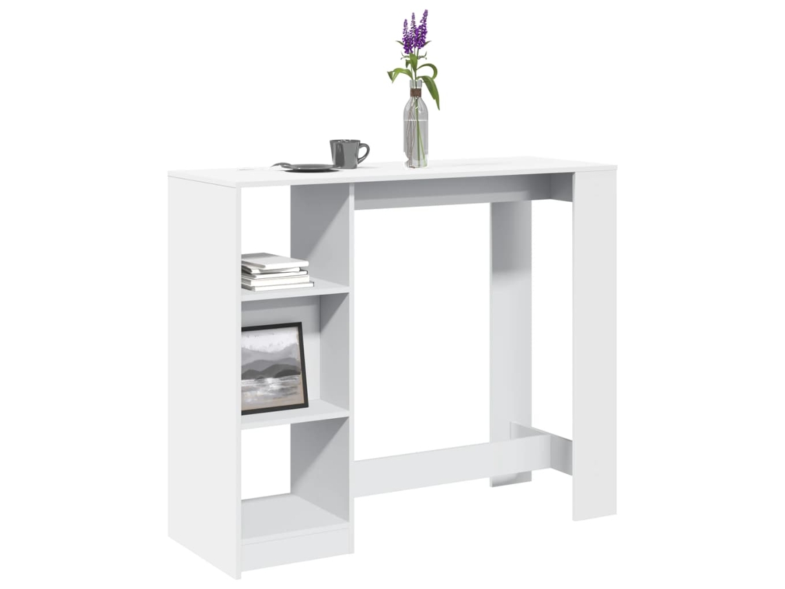 Mesa de bar  Mesa alta con estantes, derivados de madera, blanco, Wsd745259 Lovely Home
