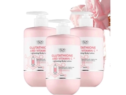 Set de cuidado de la piel iluminador, vitamina C, glutatión, hidratación profunda, piel suave y tersa, potencia la luminosidad de la piel, paquete de 3 lociones
