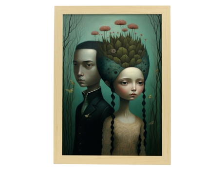 NACNIC Poster Pareja Natural En Estilo Surrealismo Cinematográfico Ilustraciones Y Grabados De Historieta Abstracta Y Artística A4 Marcos Madera