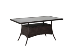 Mesa De Comedor De Jardín, Poliratán, Cristal, Seguridad, Marrón Y Negro.