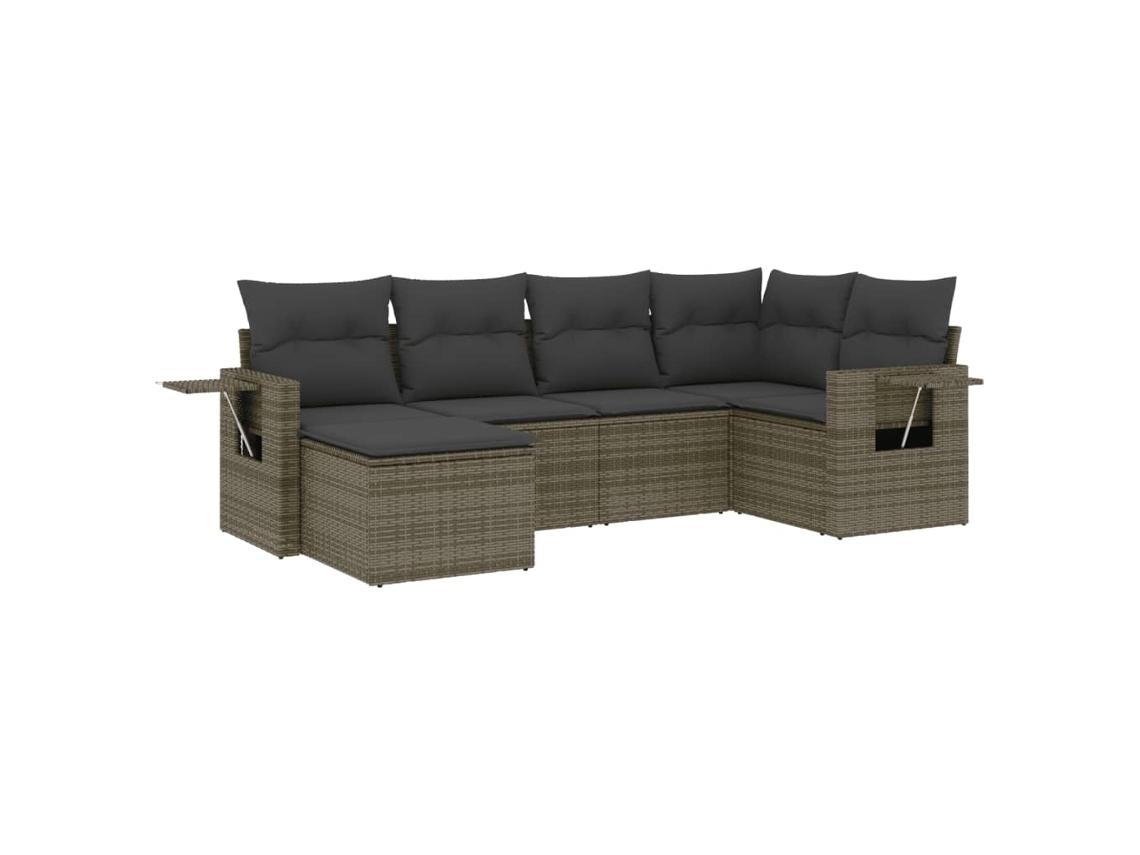 Conjunto 6 de muebles de jardín VIDAXL y cojines ratán sintético gris