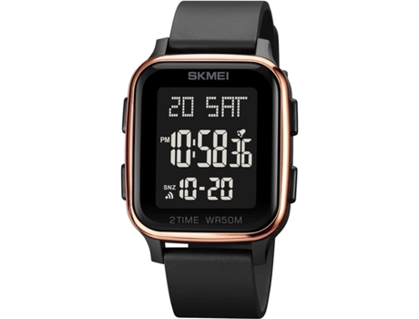 VEANXIN Reloj digital resistente al agua de 50 m con esfera cuadrada y luz LED-Negro