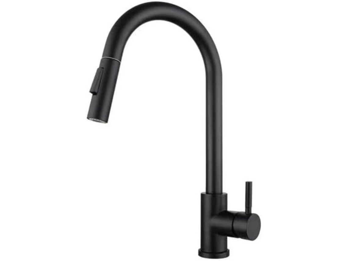 Grifo De Cocina Extraíble (g3/8"), Mezclador De Agua Fría Y Caliente De Acero Inoxidable, Grifo Giratorio De 360° (negro)
