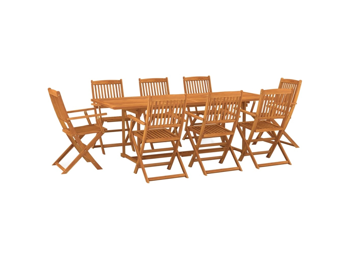 Conjunto de comedor de jardín de madera de acacia 220x90x75cm EXCLUSIVO DE MAISON