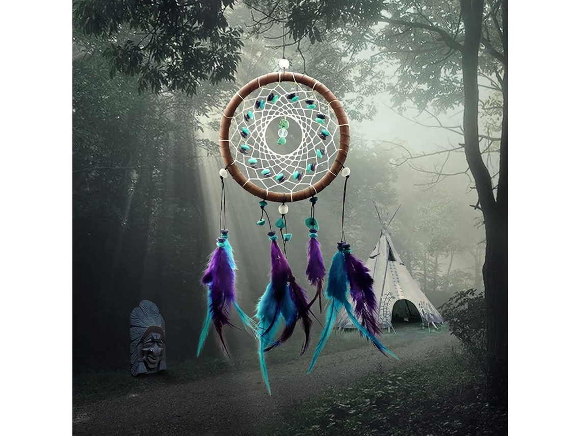 Atrapasueños De Pared Con Plumas - Decoración Para La Habitación De Niñas Y Regalo Festivo (azul Y Morado)