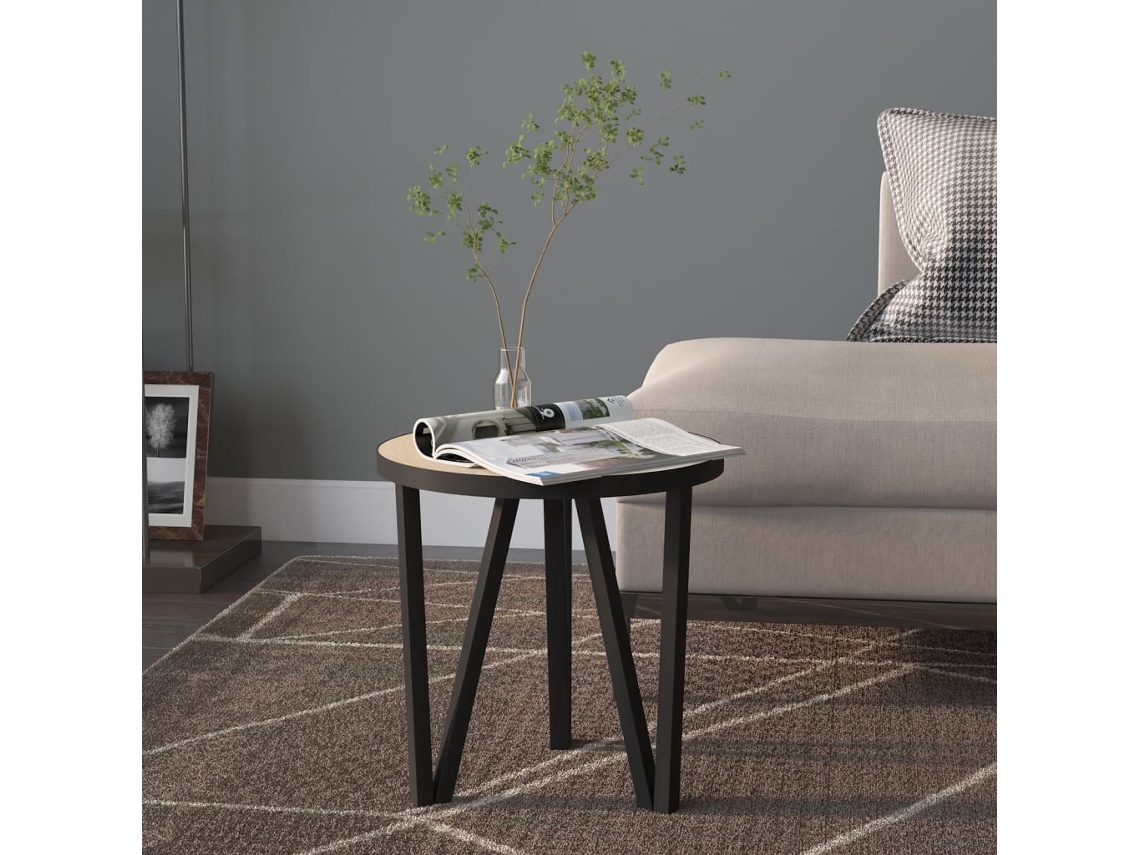 Mesita De Centro Mdf Color Roble Sonoma Ø35 Cm