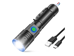 Linternas pequeñas 20000 lúmenes altos - Linterna LED recargable 1500 metros de haz largo Linterna magnética con zoom impermeable para búsqueda de emergencia en el hogar Foco CHRONUS