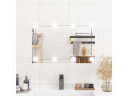 Espejo de pared rectangular con luces LED vidrio 40x60 cm N/A